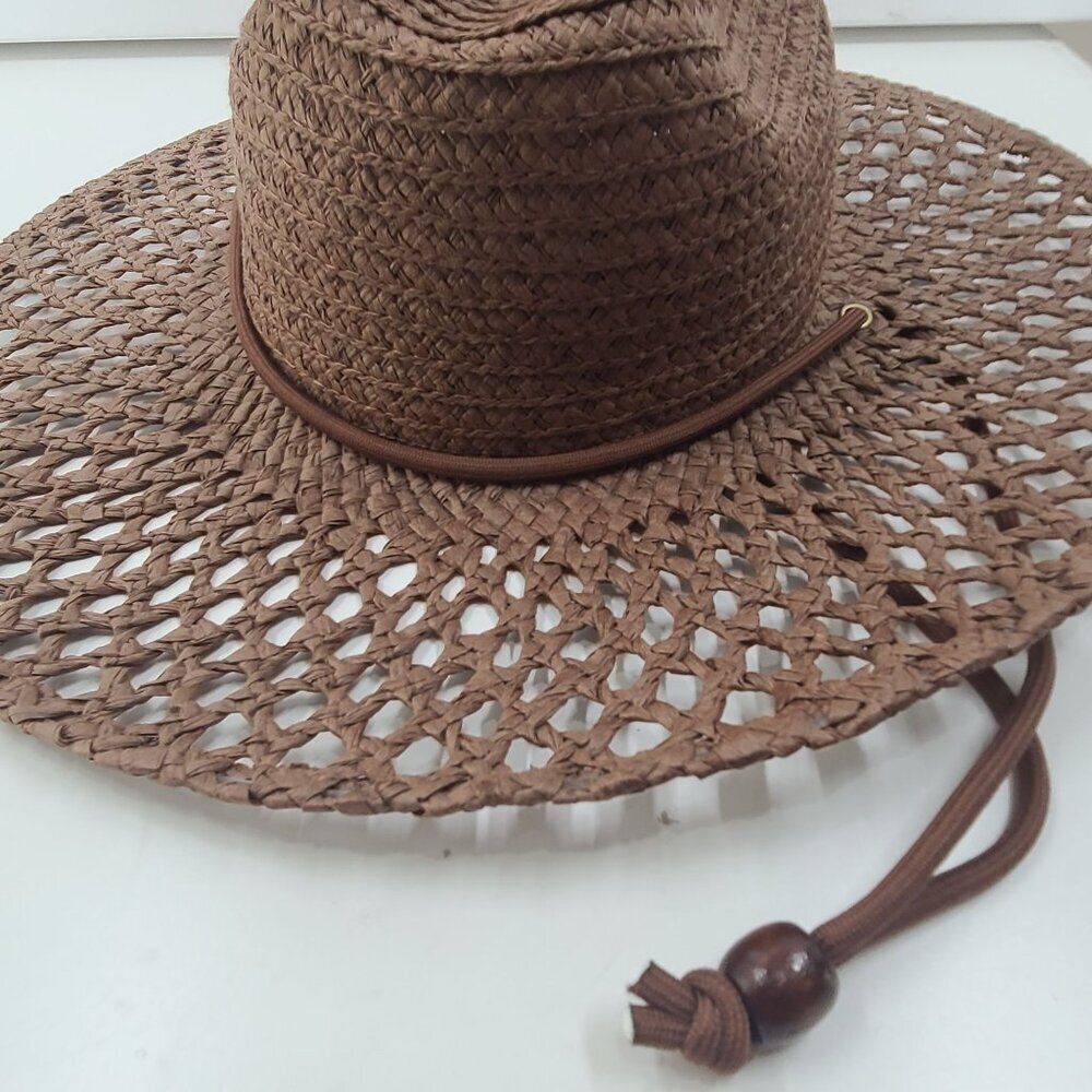 Universal Thread NWT Paper Hand Woven Braided Rancher Hat Open Hole Pattern Boho - Picture 5 of 9